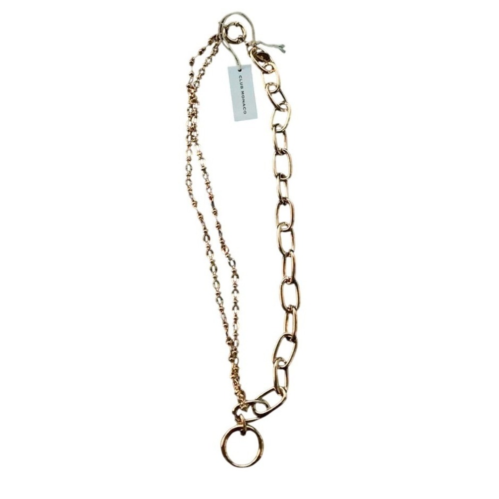 Club Monaco Layered Mixed Chain Necklace Womens OS Gold Chunky Statement NWT